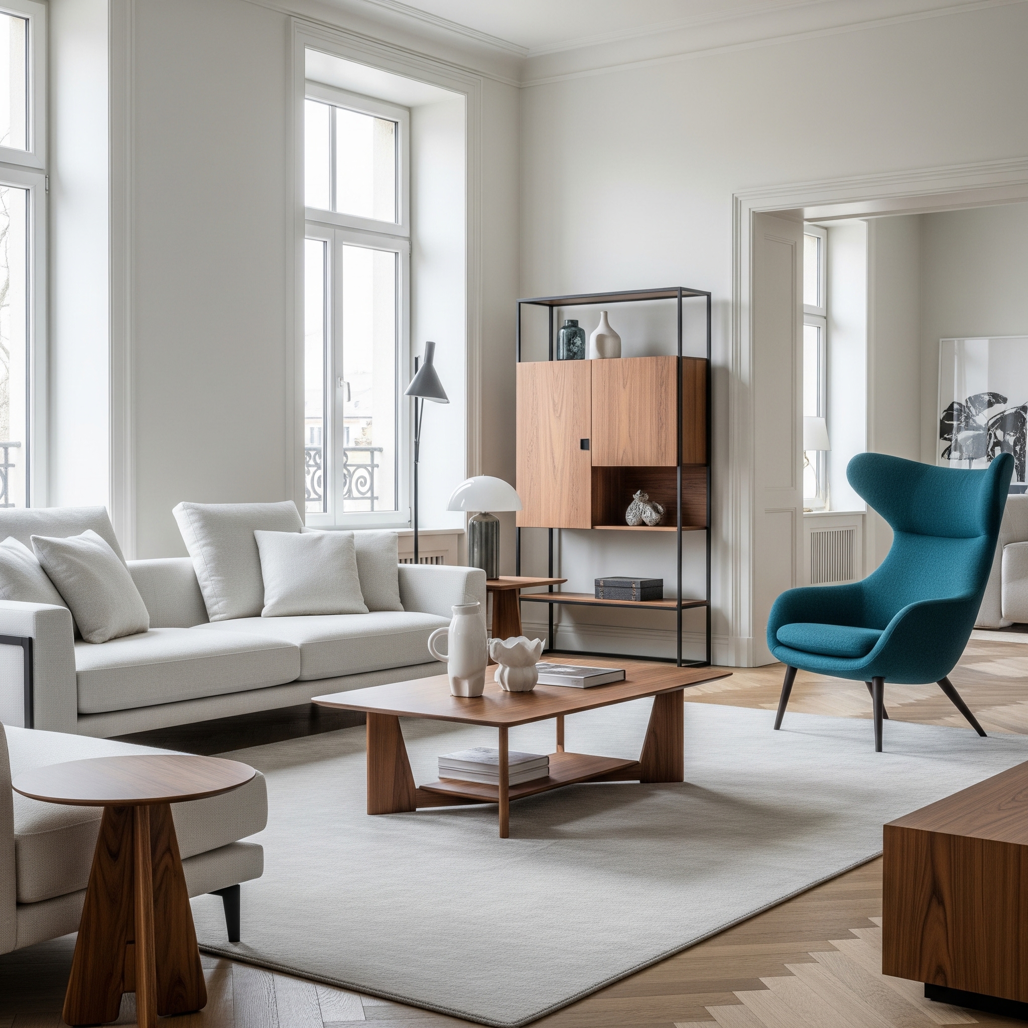 Real estate interior with modern furniture and staging